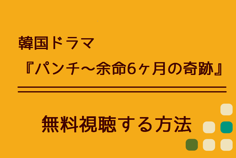 パンチ 余命6ヶ月の奇跡 の無料動画 １話 最終話 を視聴する方法 無料配信サービスは危険 ハリエットテレビ